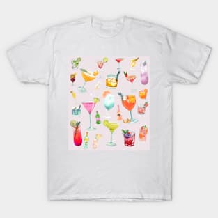 Pretty Cocktail Art Collage T-Shirt